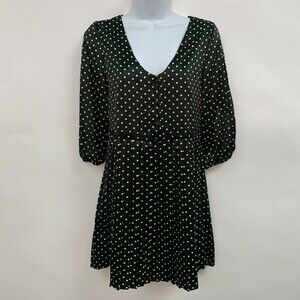 Princess Vera Wang Juniors Top Size 1 Black Green Polka Dots Pleated Sheer Back